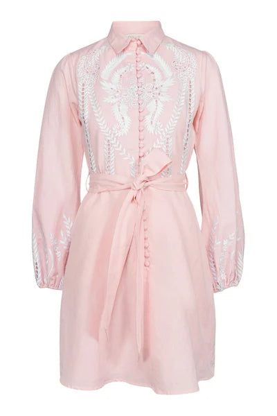 Berta Dress - Light Pink With Embroidery