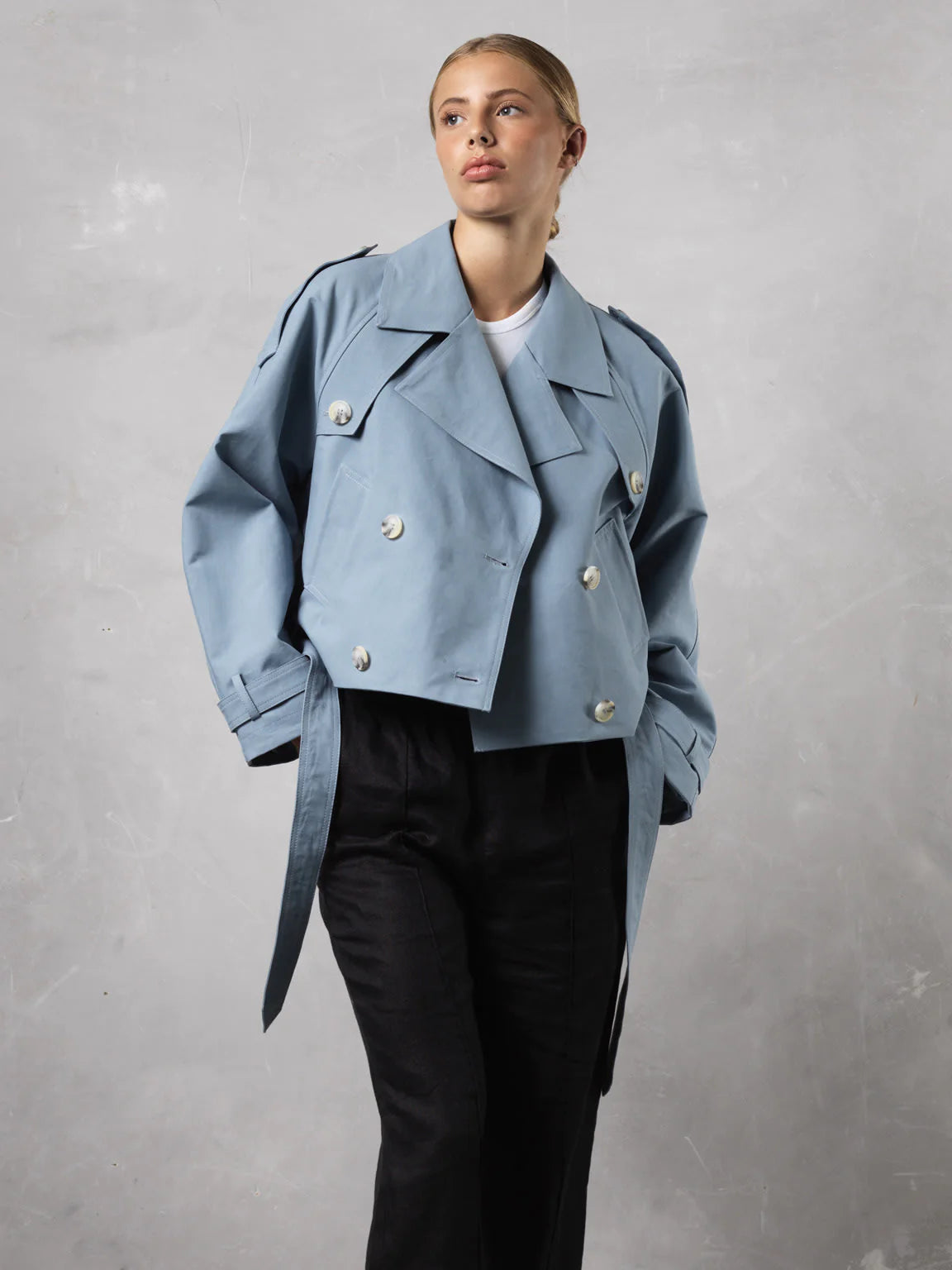 Bobby Canvas Trench Jacket - Dusty Blue