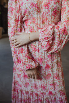 Georgette Open Back Dress - Pink Blossom