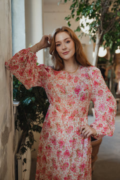 Georgette Open Back Dress - Pink Blossom
