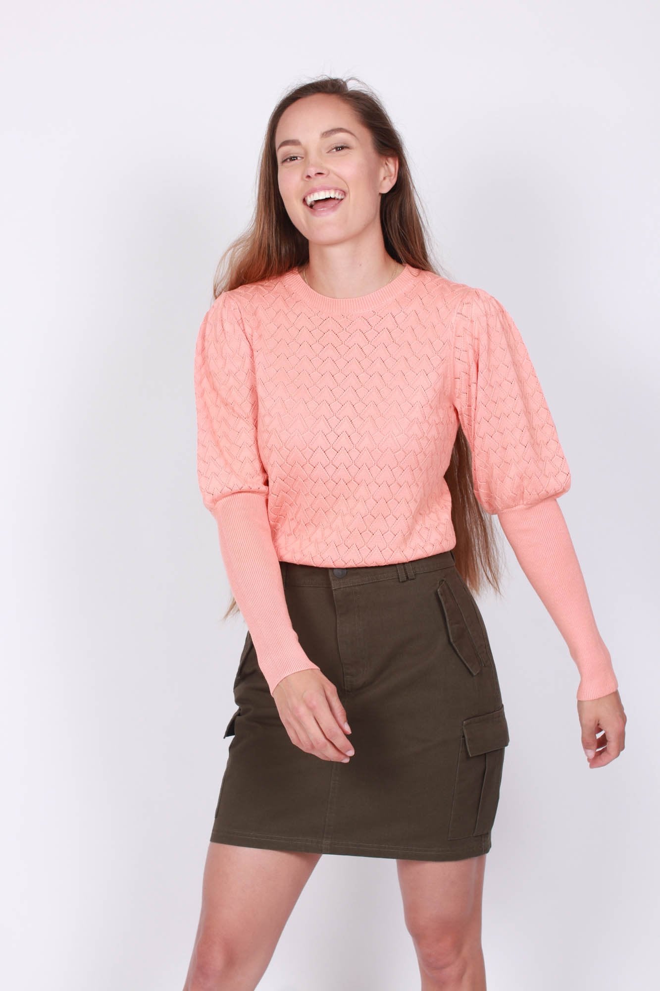Light Pointelle Knit - Coral Pink - MAUD - Gensere - VILLOID.no