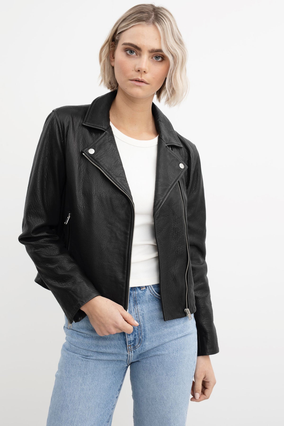 Calie Soft Leather Jacket - Black