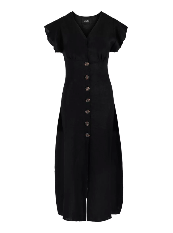 Talia Linen Dress - Black - Ella & il - Kjoler - VILLOID.no