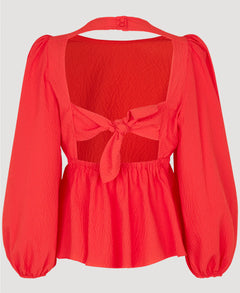 Carrie Ls Bow Blouse - Papaya