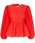 Carrie Ls Bow Blouse - Papaya