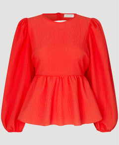 Carrie Ls Bow Blouse - Papaya
