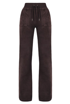Del Ray Classic Velour Pant Pocket - Bitter Chocolate