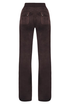 Del Ray Classic Velour Pant Pocket - Bitter Chocolate