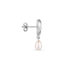 Drippy Earstud With Pearl Pendant - Silver