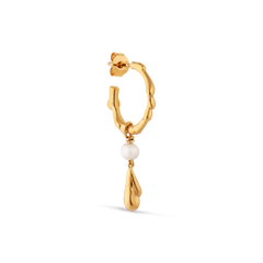Drippy Hoop With Pearl Drop - Gold