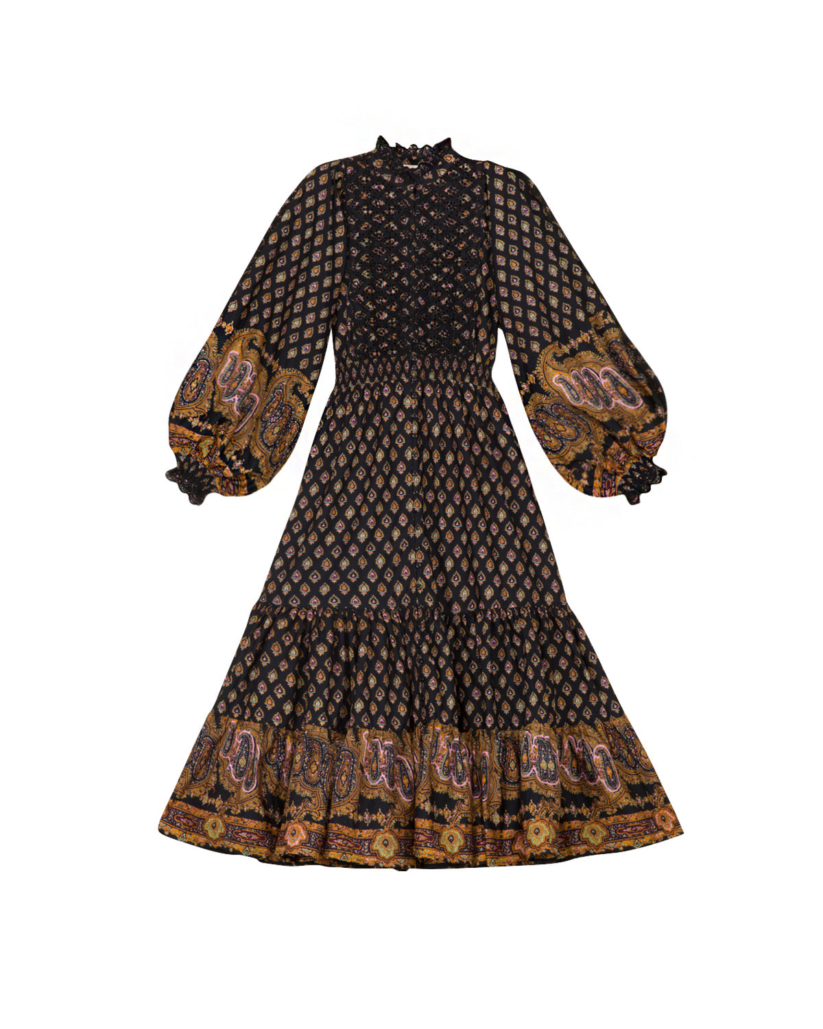 Décorated Poplin Midi Dress - Paisley