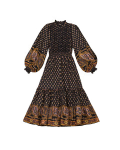 Décorated Poplin Midi Dress - Paisley