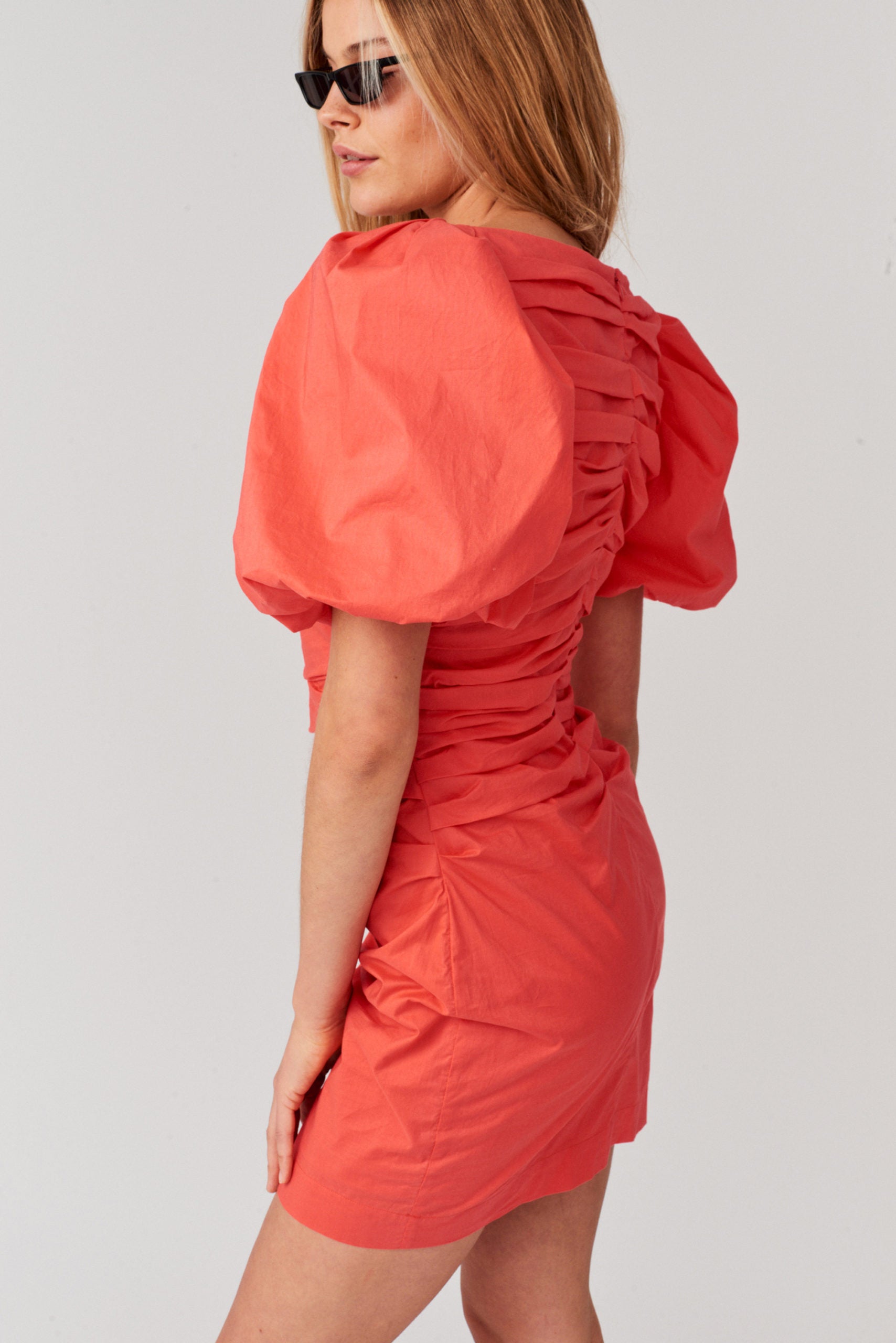 Sandrine Puff Dress - Red