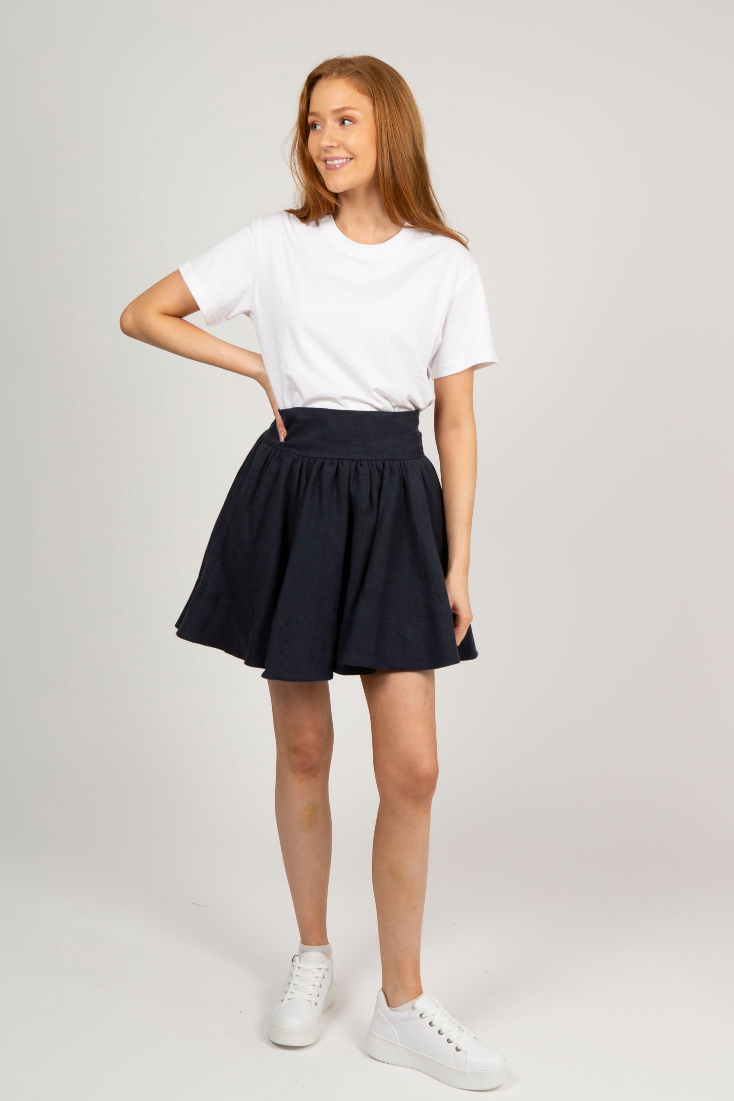 Anett Linen Skirt - Navy