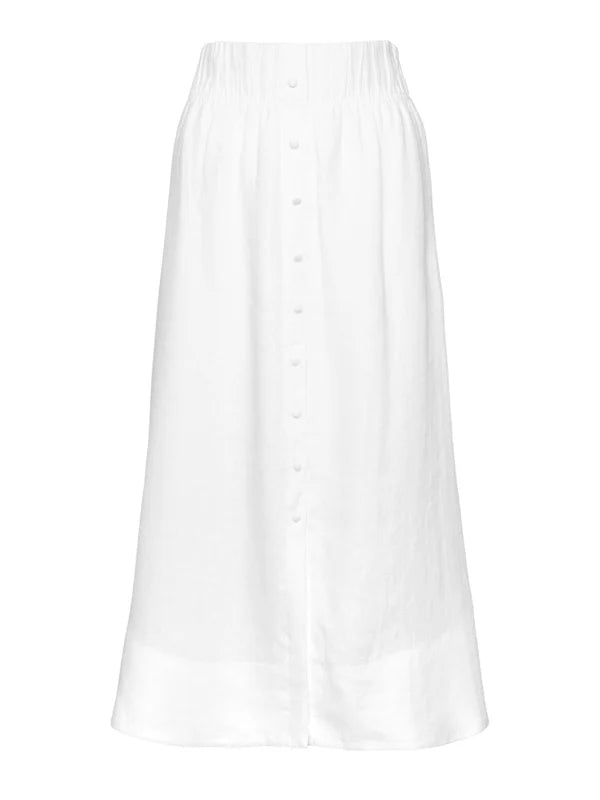 Thea Linen Skirt - White