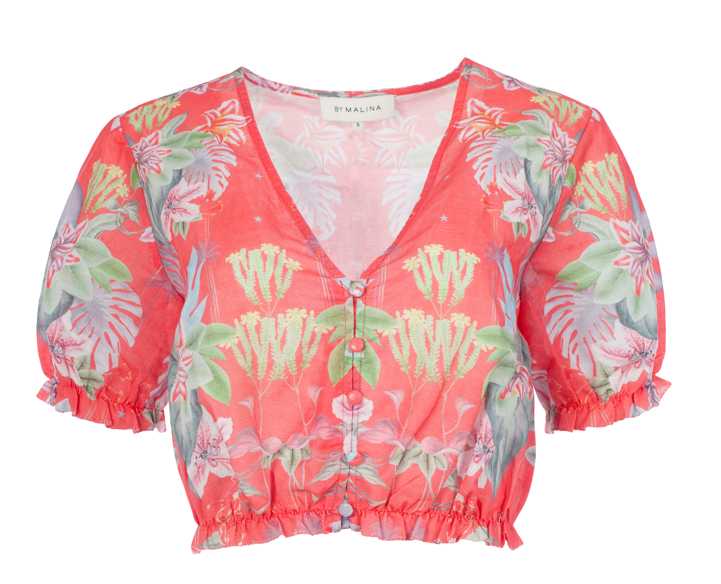 Alice Top - Electric Jungle Pink Coral - By Malina - T-skjorter & Topper - VILLOID.no