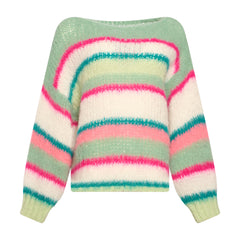 Ella Knit Sweater - Green/Pink/White Mix