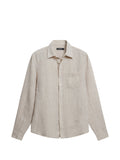 Linen Melange Ls Slim Shirt - Safari Beige