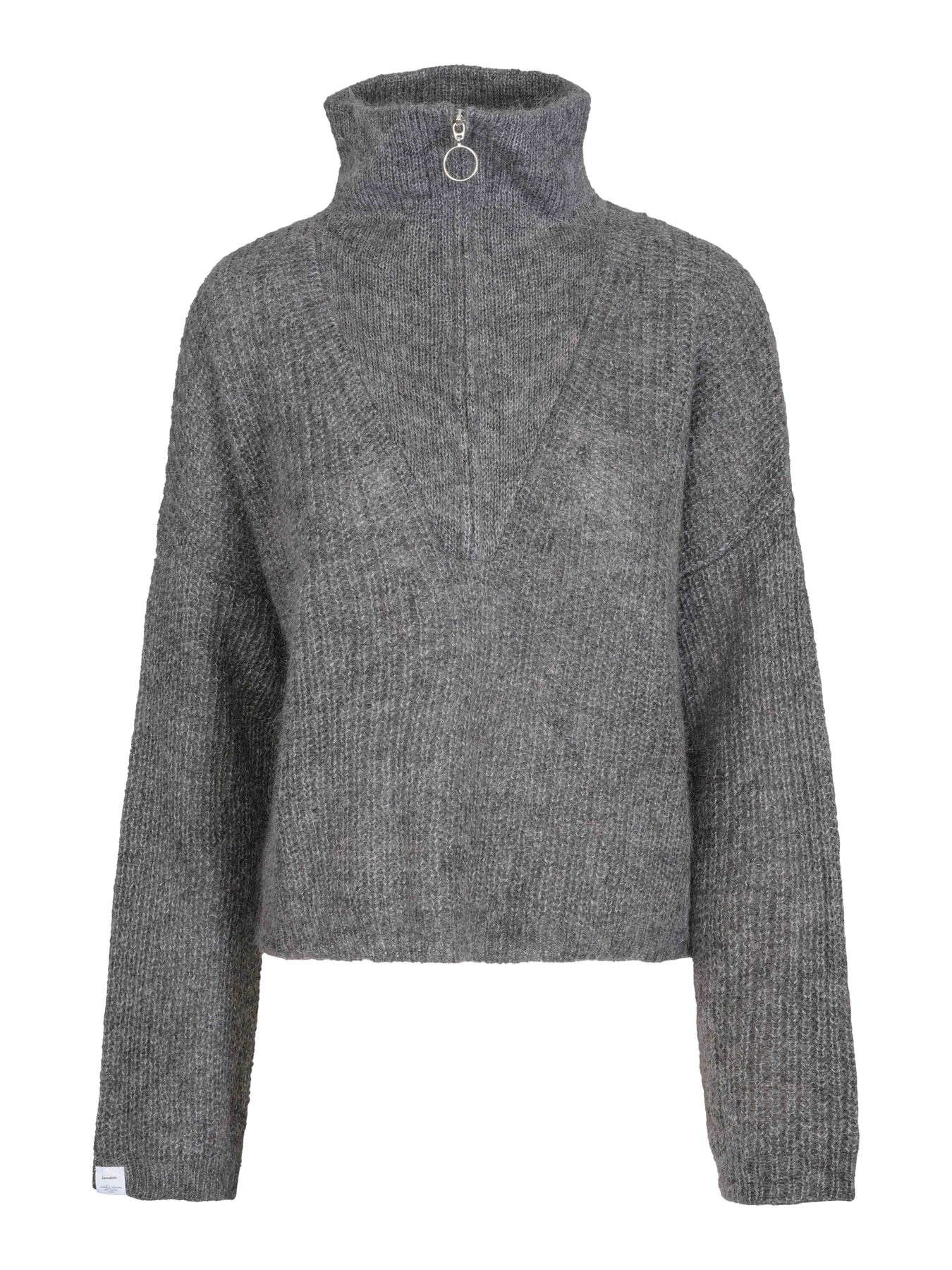 Florie Zip Knit Sweater - Winter Grey