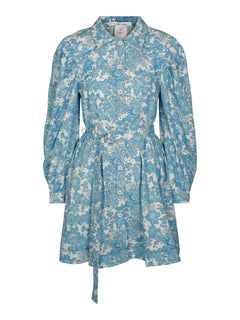 Forever Button Dress - Blue Vintage Flower