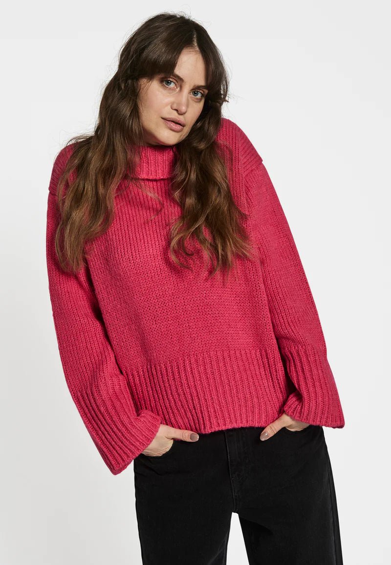 Fuscia Knit Top - Bright Pink