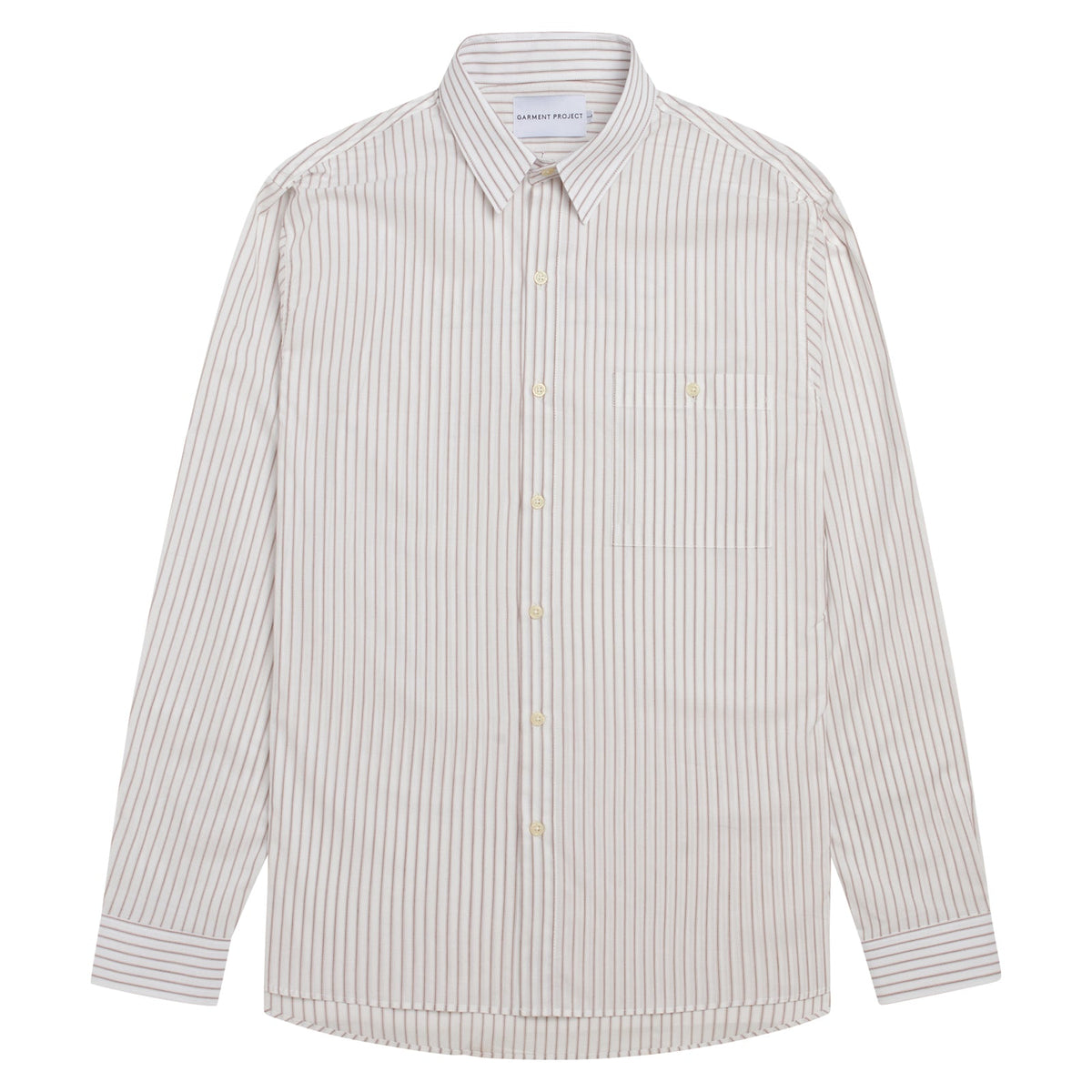 Striped Shirt L/S - White/Brown