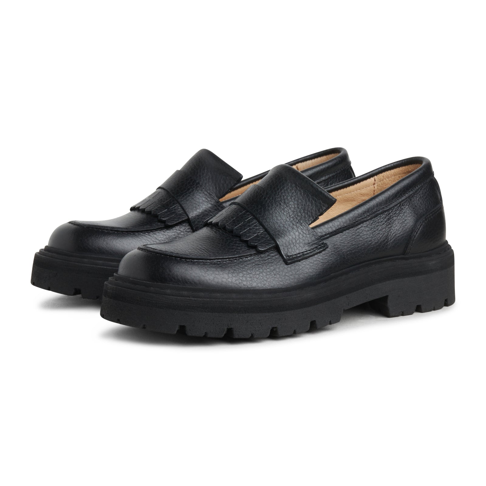 Spike Loafer - Black Grained Leather