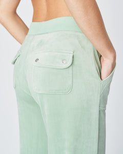 Del Ray Classic Velour Pant Pocket - Grayed Jade