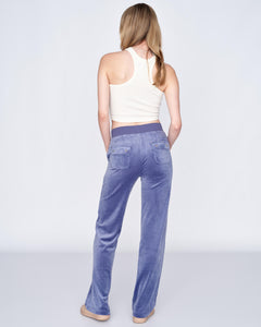 Del Ray Classic Velour Pant Pocket - Grey Blue