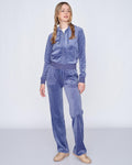 Del Ray Classic Velour Pant Pocket - Grey Blue
