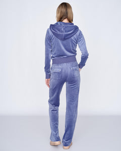 Robertson Classic Velour Zip Hoodie - Grey Blue
