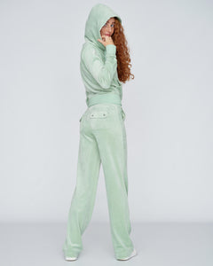 Del Ray Classic Velour Pant Pocket - Grayed Jade