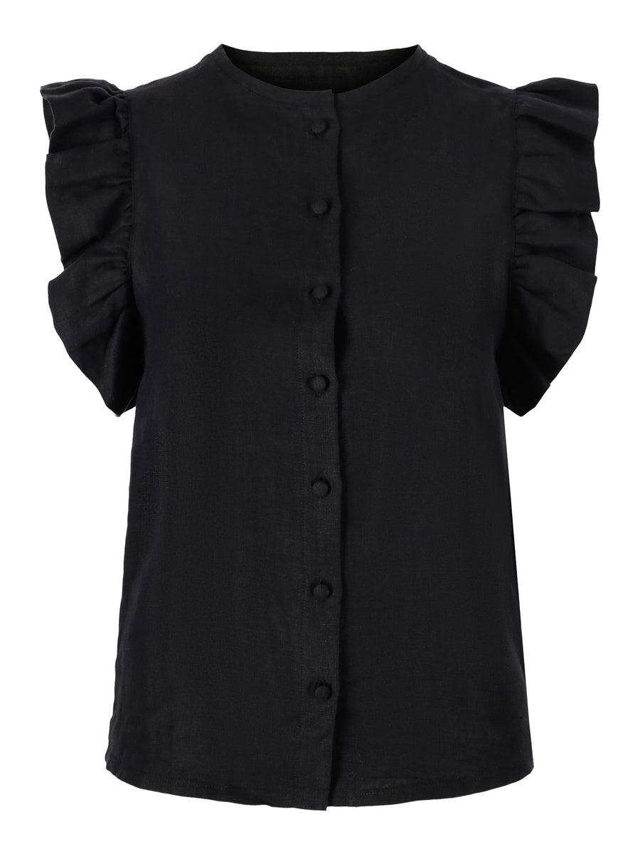 Pauline Linen Shirt - Black - Ella & il - T-skjorter & Topper - VILLOID.no