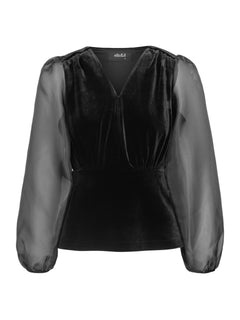 Hazel Velour Top - Black