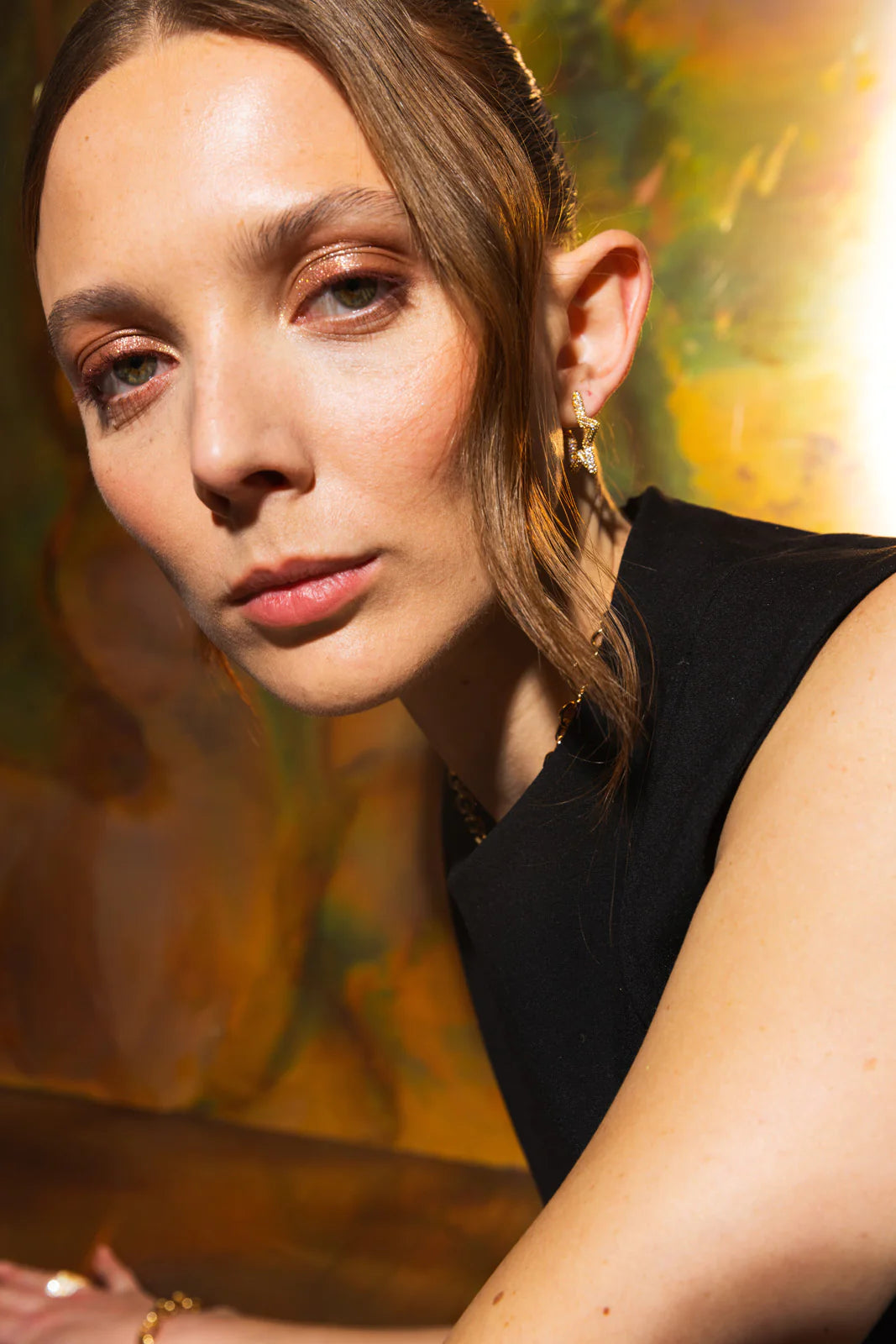Stone Covered Star Hoops - Clear