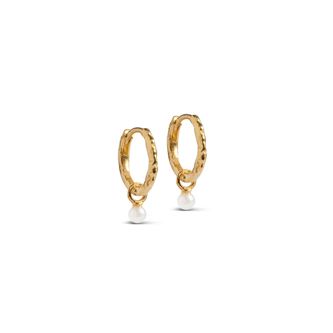 Belle Pearl Hoops - Gold