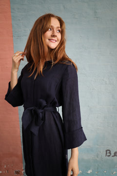 Litania Linen Dress - Navy