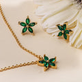 Crystal Flower Ditsy Necklace - Emerald