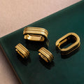Chain Inlayed Mini Oval Hoops - Pale Gold