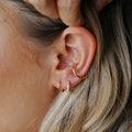 Mini Pave Huggie Hoop Earrings - Gold