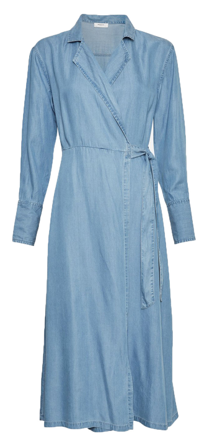 Philippa LS Wrap Dress - Blue Wash - Moss Copenhagen - Kjoler - VILLOID.no