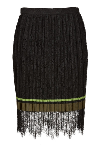 Lace Pleated Skirt - Black - MAUD - Skjørt - VILLOID.no