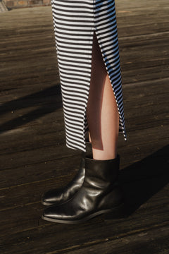 DrewGZ Striped SL Long Dress - Black/White Stripe