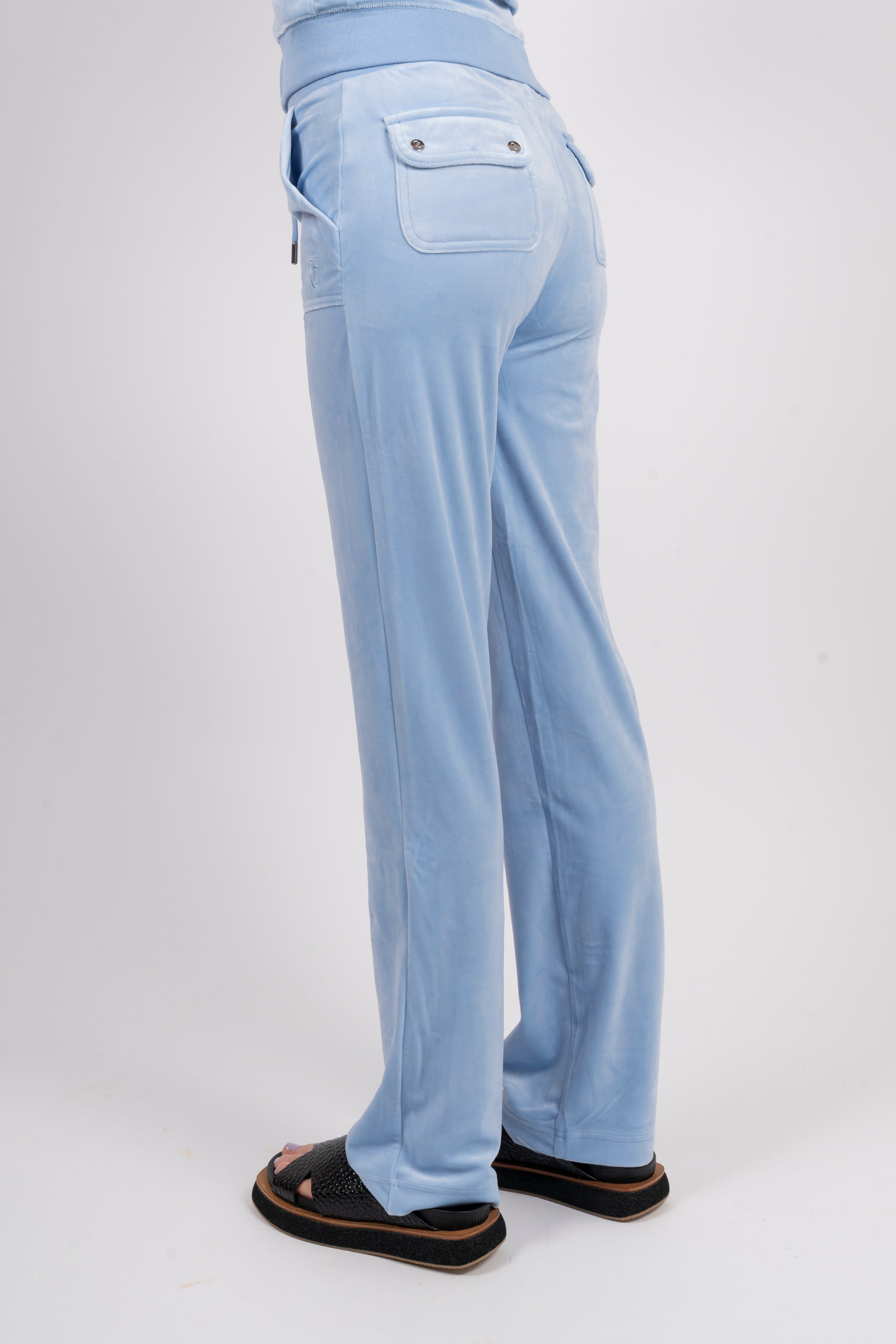 Del Ray Classic Velour Pant Pocket - Powder Blue