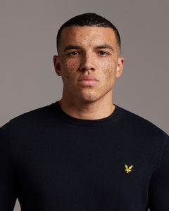Cotton Merino Crew Jumper - Dark Navy