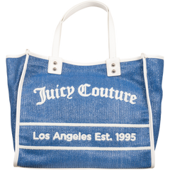 Rosmarie Straw Large Shopping - Lt Blue/White