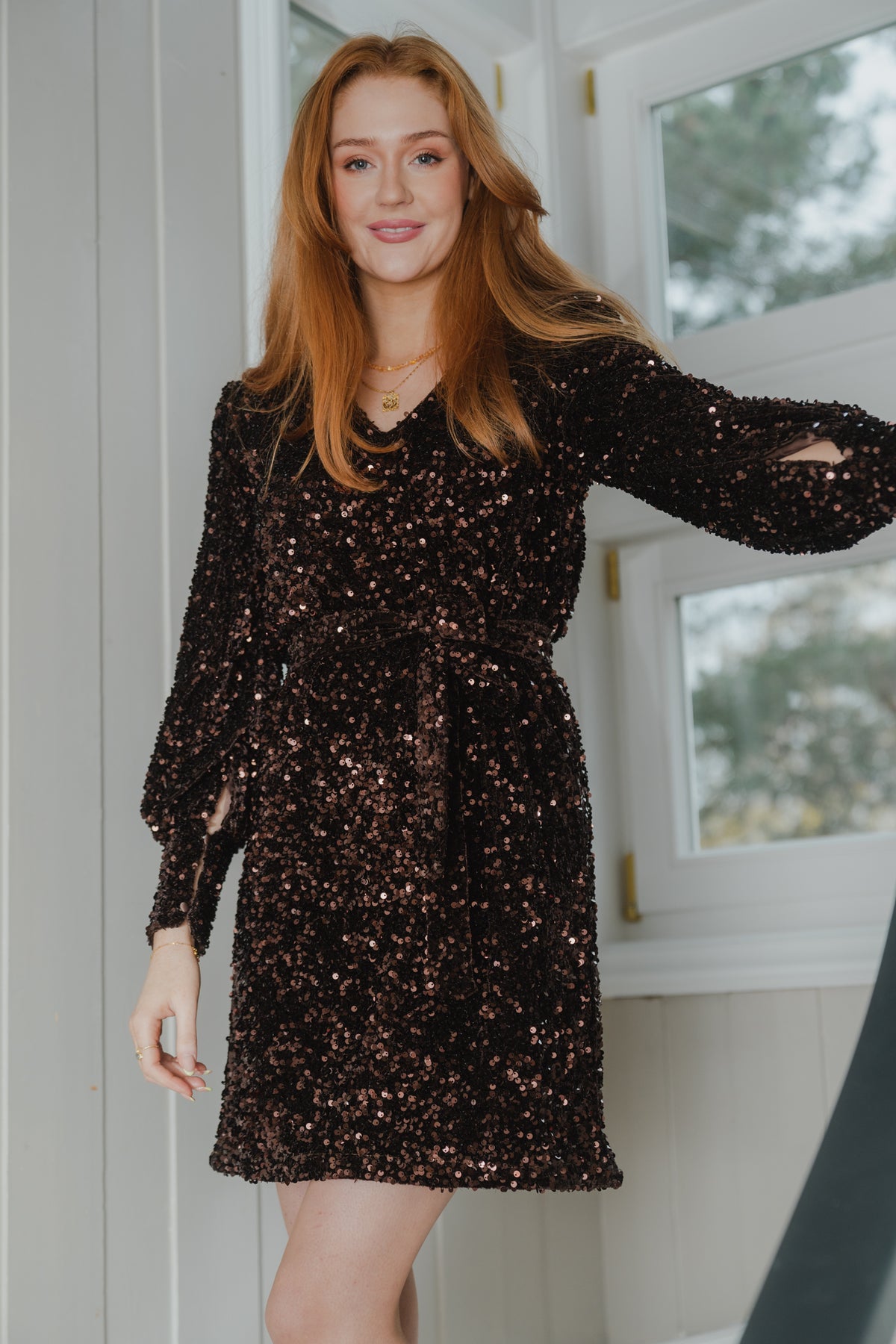 Mimo Sequin Dress - Brown