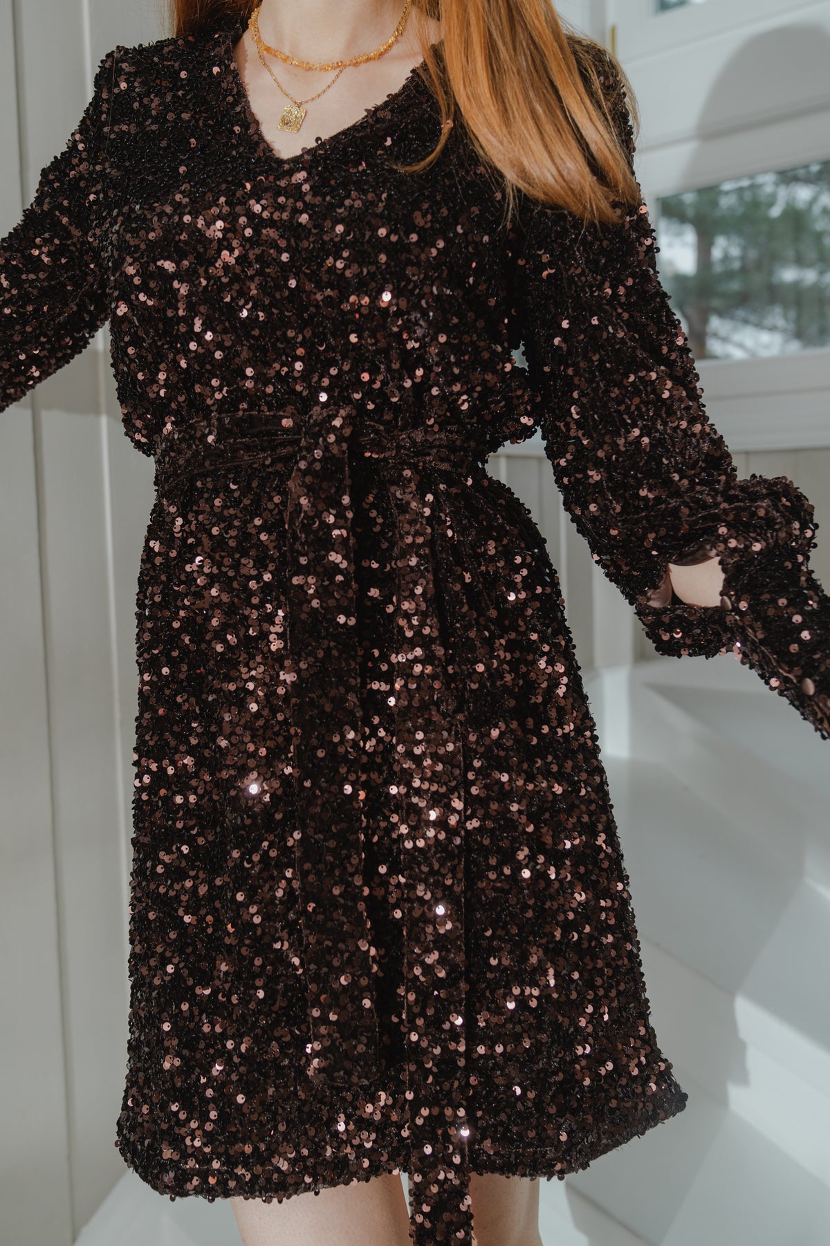 Mimo Sequin Dress - Brown