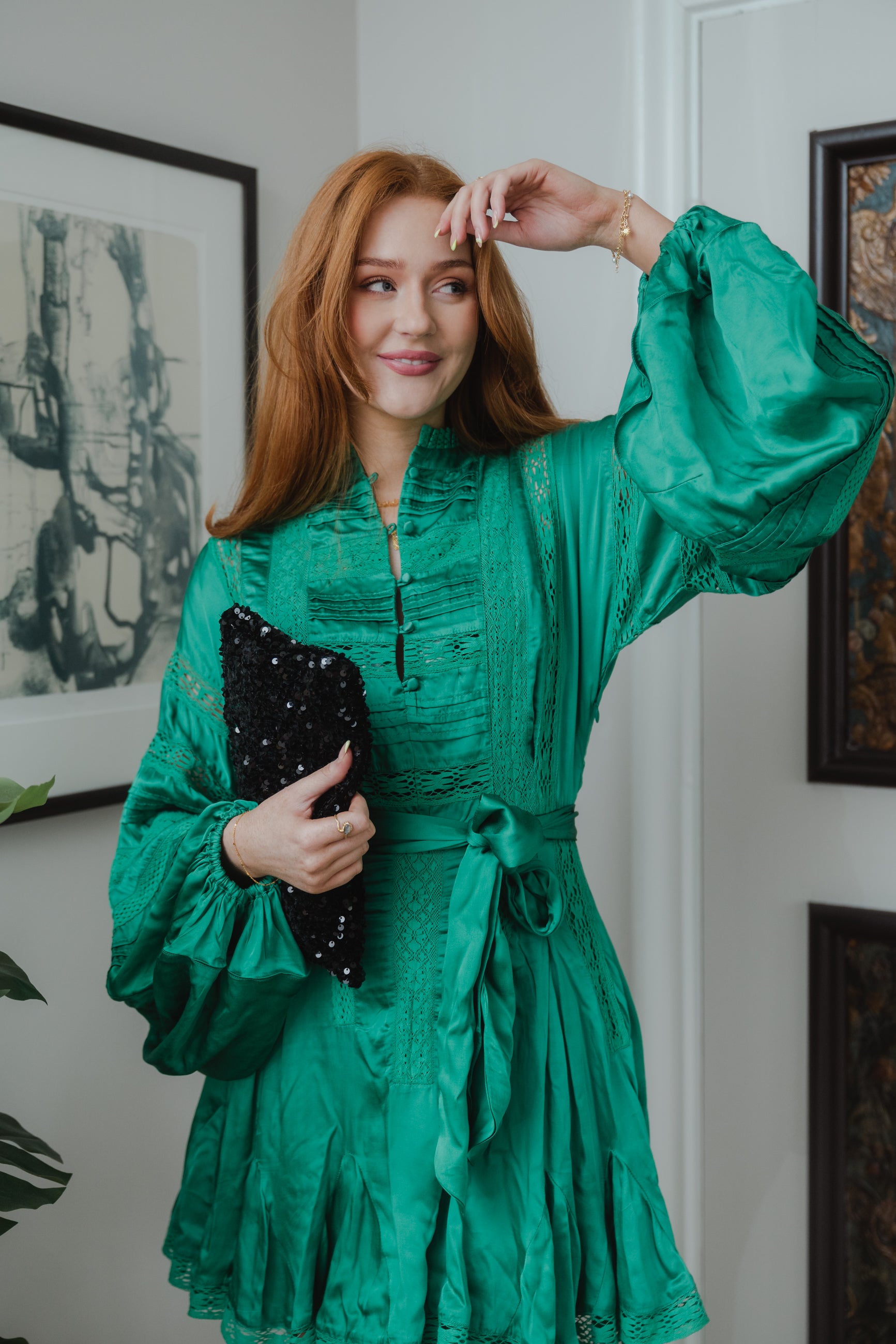 Lita Satin Dress - Green