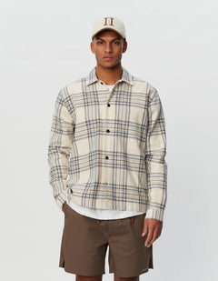 Keanu Check Twill Shirt - Ivory/Dark Sand